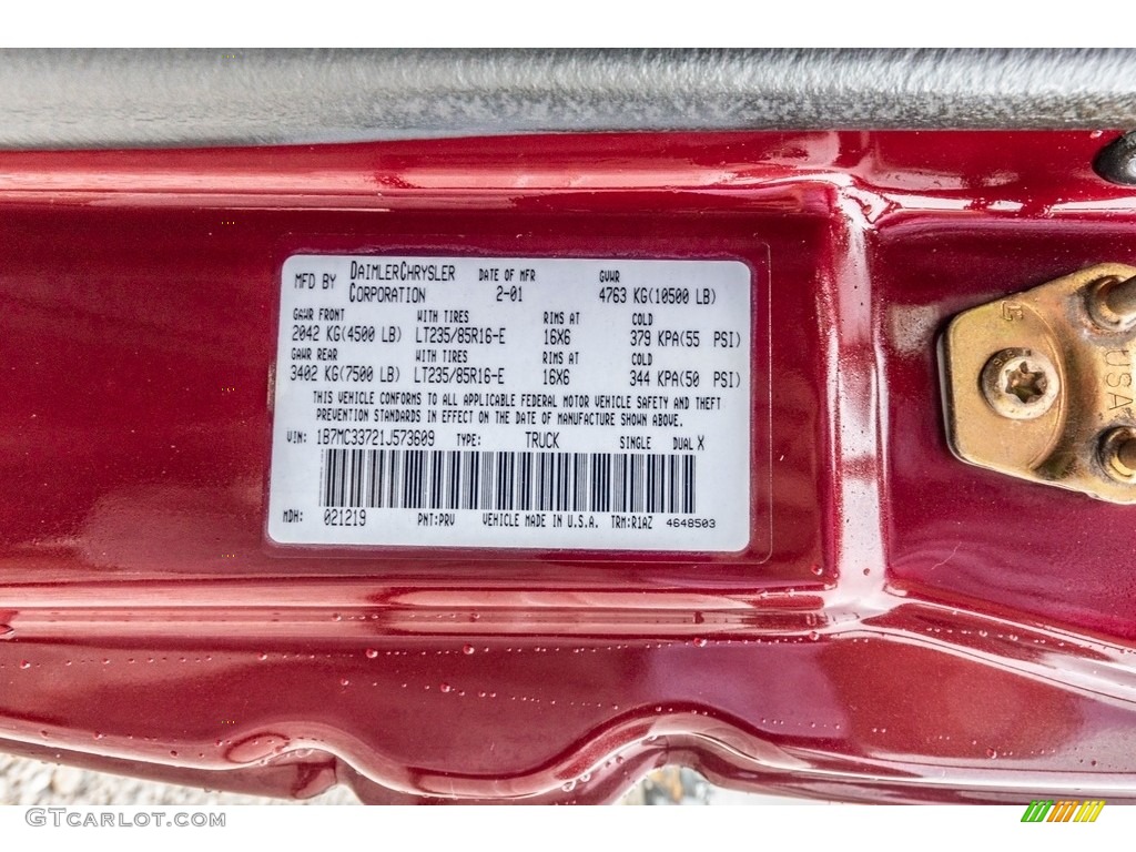 2001 Ram 3500 SLT Quad Cab - Dark Garnet Red Pearl / Agate photo #38