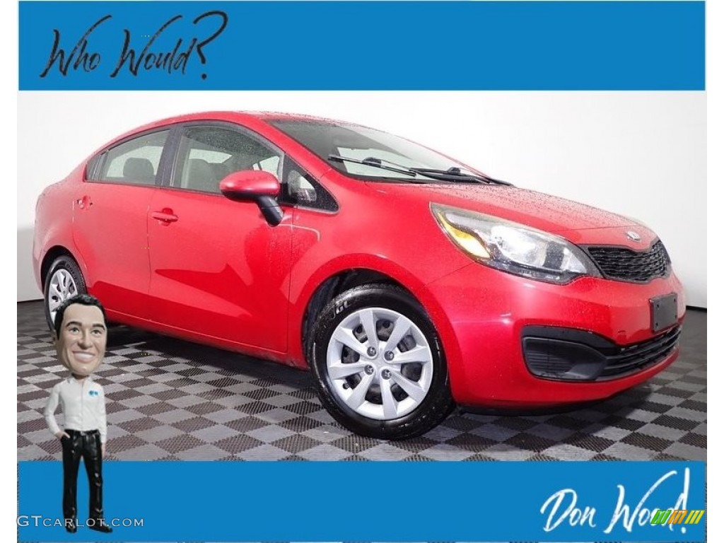 2013 Rio LX Sedan - Signal Red / Beige photo #1