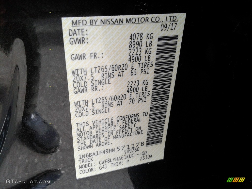 2017 Nissan TITAN XD Platinum Reserve Crew Cab 4x4 Color Code Photos