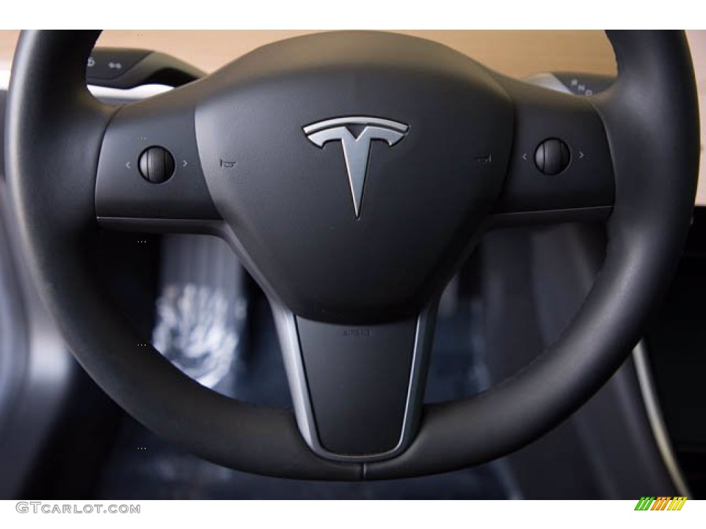 2019 Tesla Model 3 Standard Range Black Steering Wheel Photo #139439631