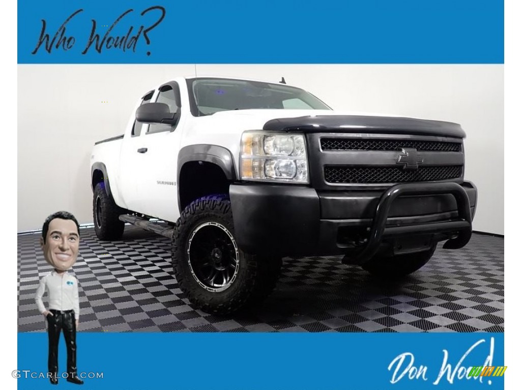 2008 Silverado 1500 Work Truck Extended Cab 4x4 - Summit White / Dark Titanium photo #1