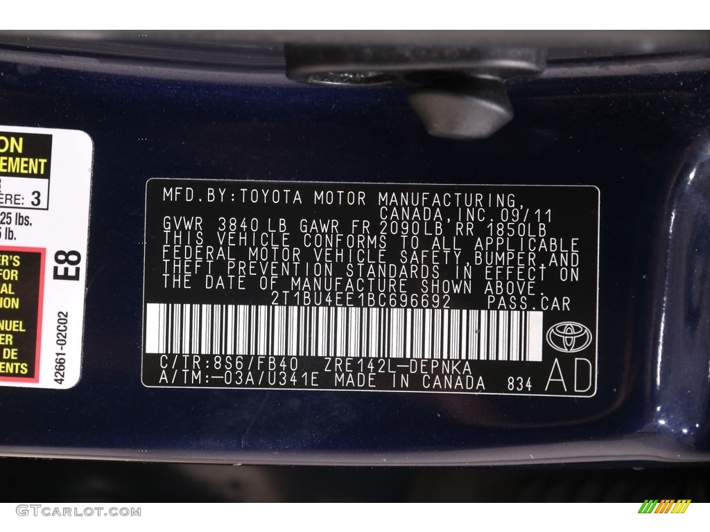 2011 Corolla LE - Nautical Blue Metallic / Bisque photo #15