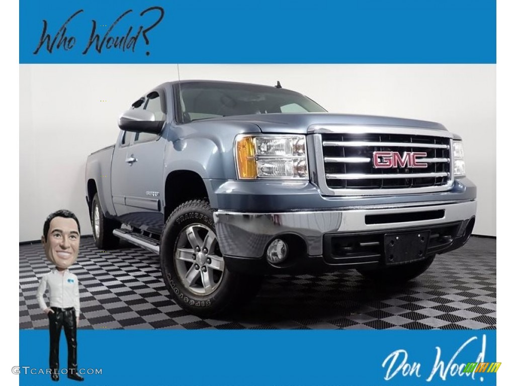 2012 Sierra 1500 SLE Extended Cab 4x4 - Stealth Gray Metallic / Dark Titanium/Light Titanium photo #1