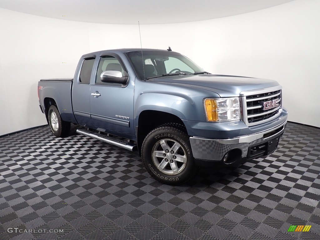 2012 Sierra 1500 SLE Extended Cab 4x4 - Stealth Gray Metallic / Dark Titanium/Light Titanium photo #2