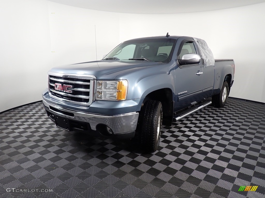 2012 Sierra 1500 SLE Extended Cab 4x4 - Stealth Gray Metallic / Dark Titanium/Light Titanium photo #7