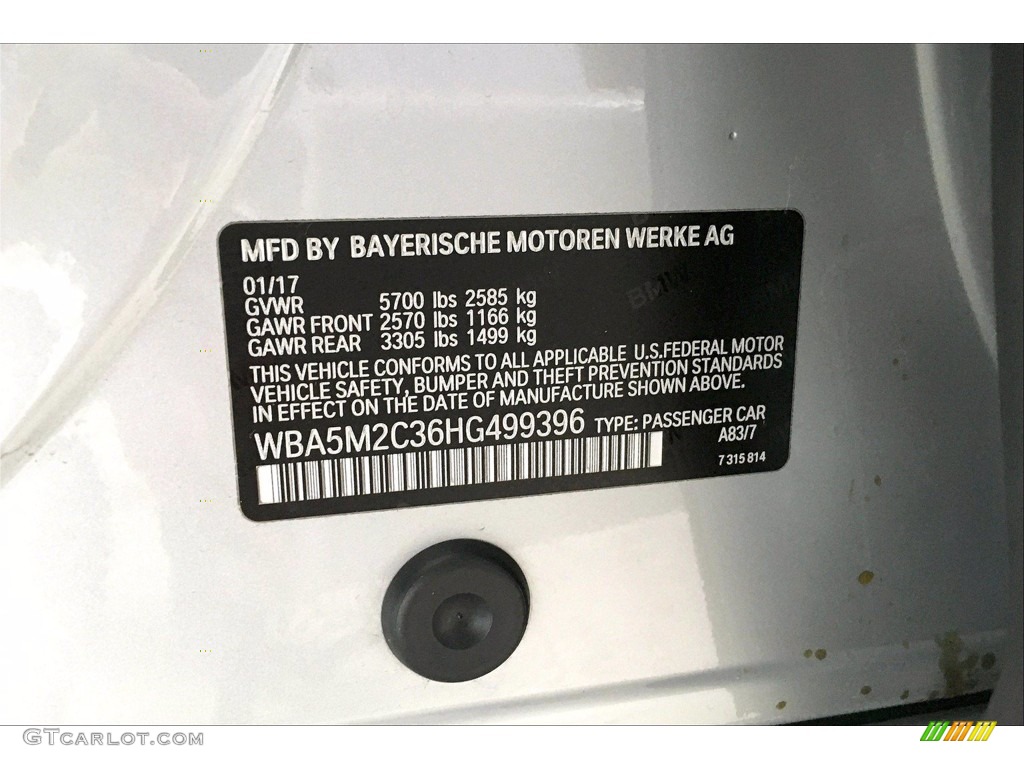 2017 5 Series Color Code A83 for Glacier Silver Metallic Photo #139448031
