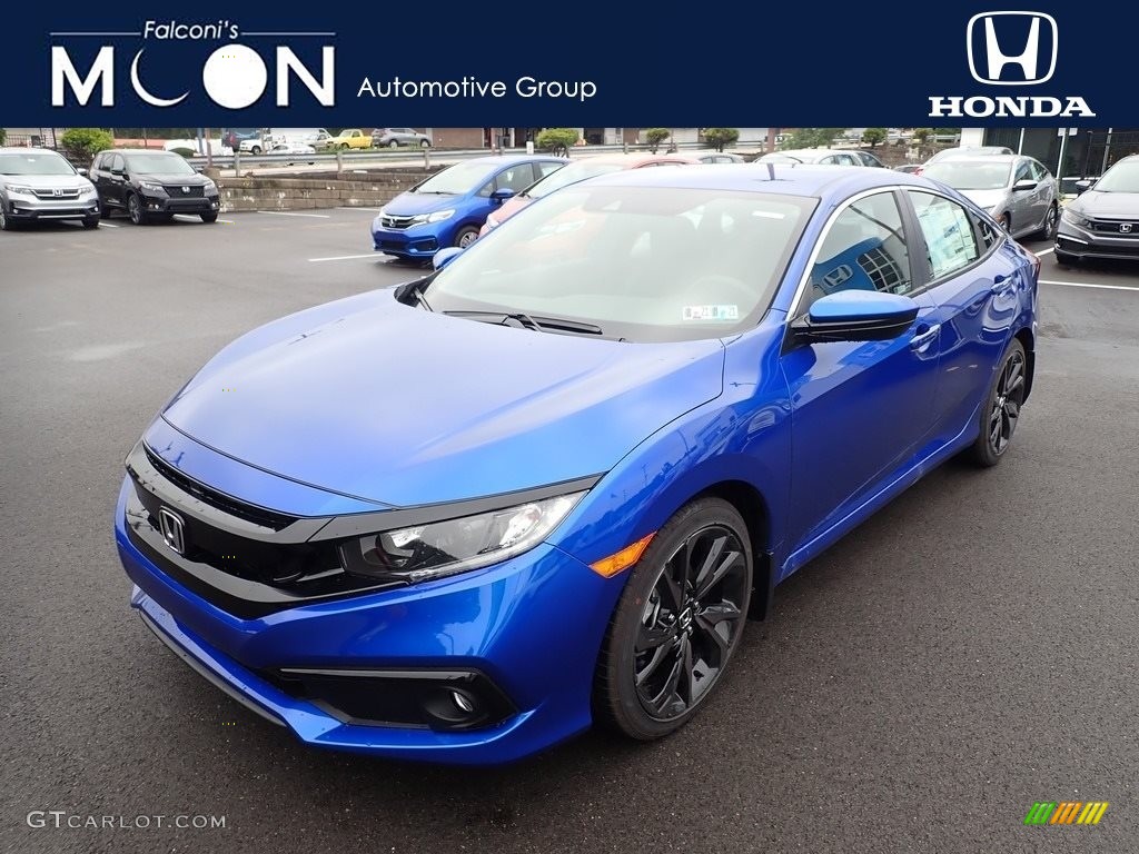 2020 Civic Sport Sedan - Aegean Blue Metallic / Black photo #1