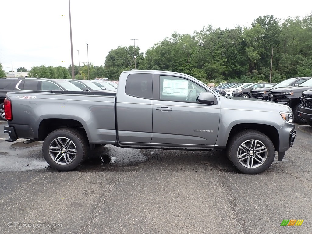 Satin Steel Metallic 2021 Chevrolet Colorado WT Extended Cab 4x4 Exterior Photo #139451269