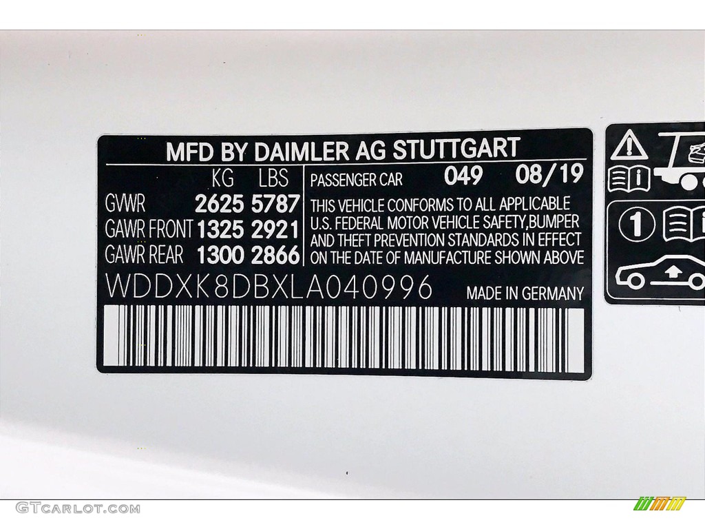 2020 S Color Code 049 for designo Cashmere White Magno (Matte) Photo #139452730