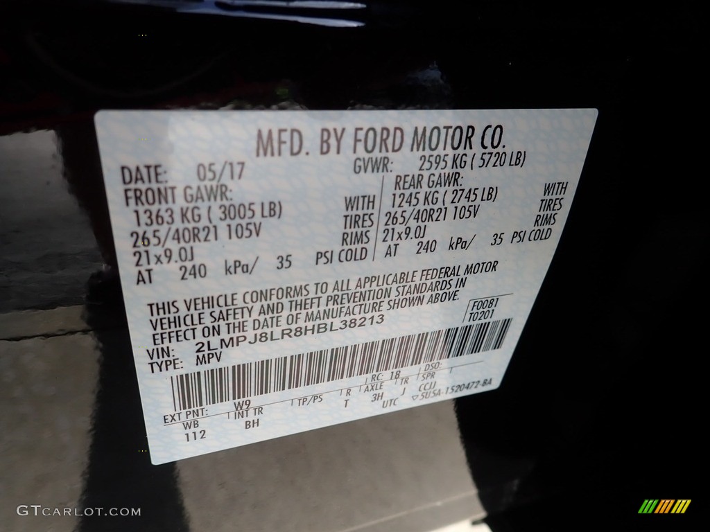 2017 MKX Color Code W9 for Diamond Black Photo #139459355