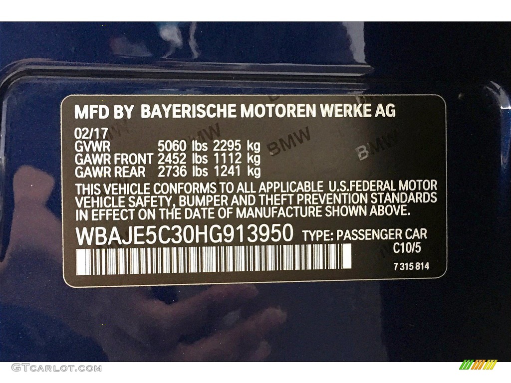 2017 5 Series 540i Sedan - Mediterranean Blue Metallic / Canberra Beige photo #36