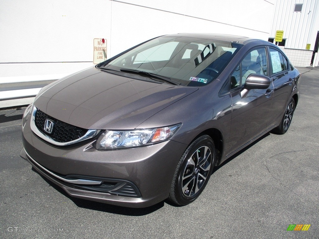 2014 Civic EX Sedan - Urban Titanium Metallic / Beige photo #9