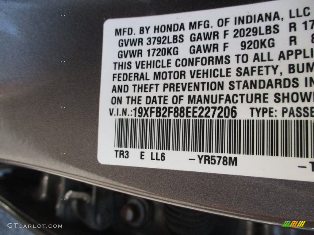 2014 Civic EX Sedan - Urban Titanium Metallic / Beige photo #19