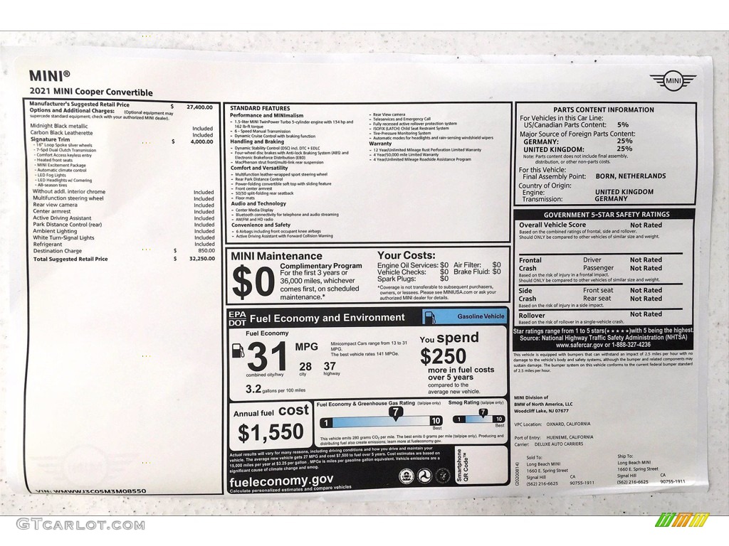 2021 Convertible Cooper - Midnight Black Metallic / Carbon Black photo #17