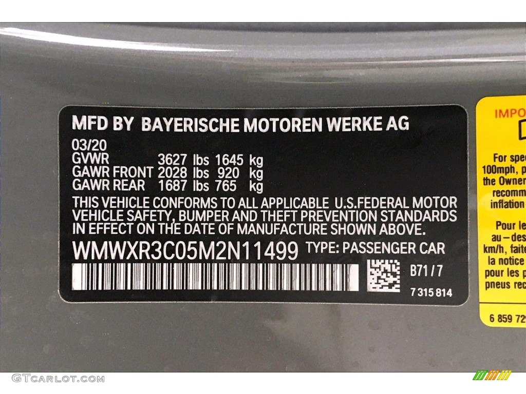 2021 Hardtop Color Code B71 for Moonwalk Gray Metallic Photo #139463558