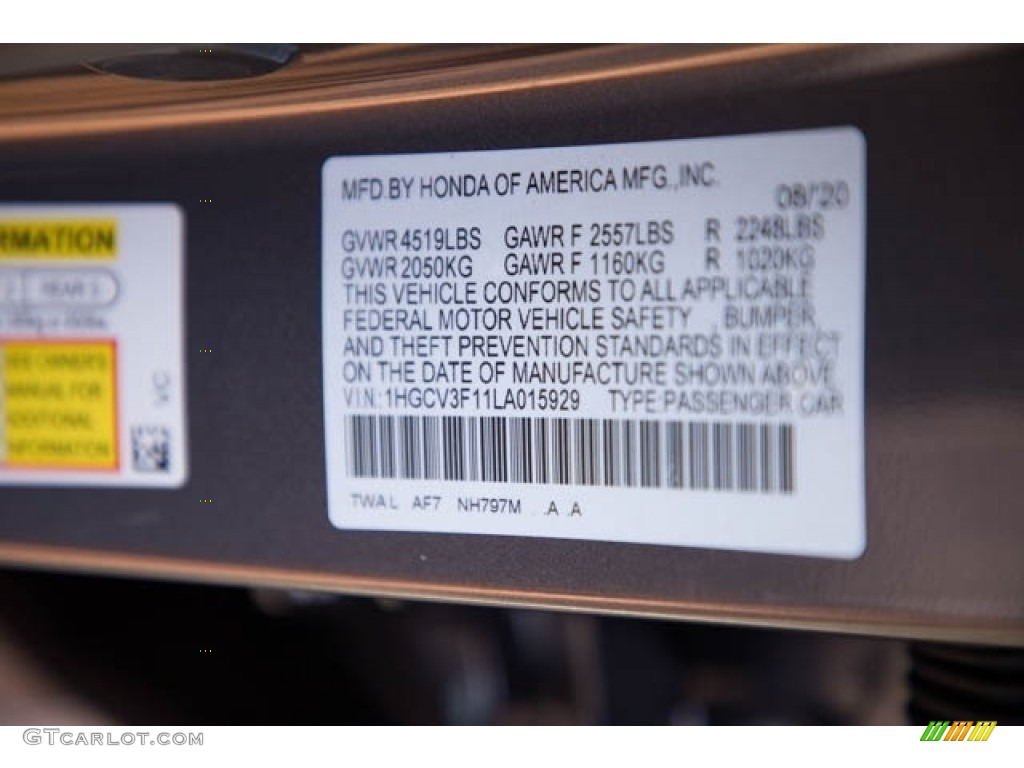2020 Honda Accord Hybrid Sedan Color Code Photos