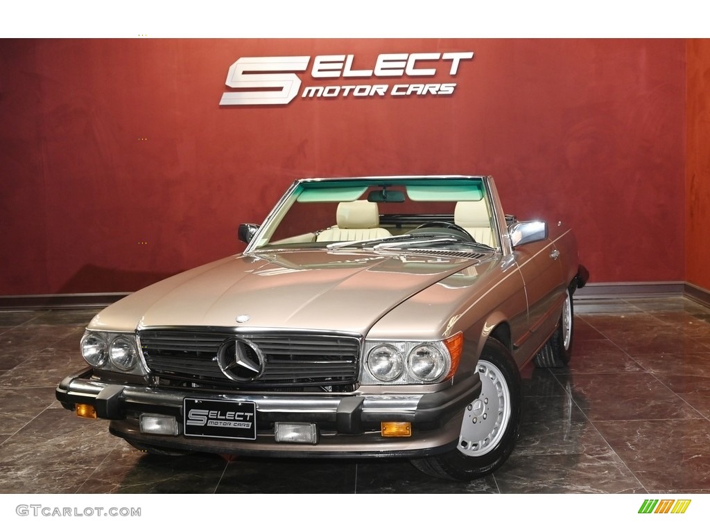 1988 SL Class 560 SL Roadster - Light Beige Metallic / Parchment photo #1