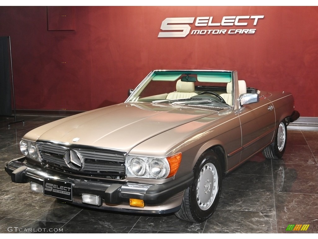 1988 SL Class 560 SL Roadster - Light Beige Metallic / Parchment photo #4