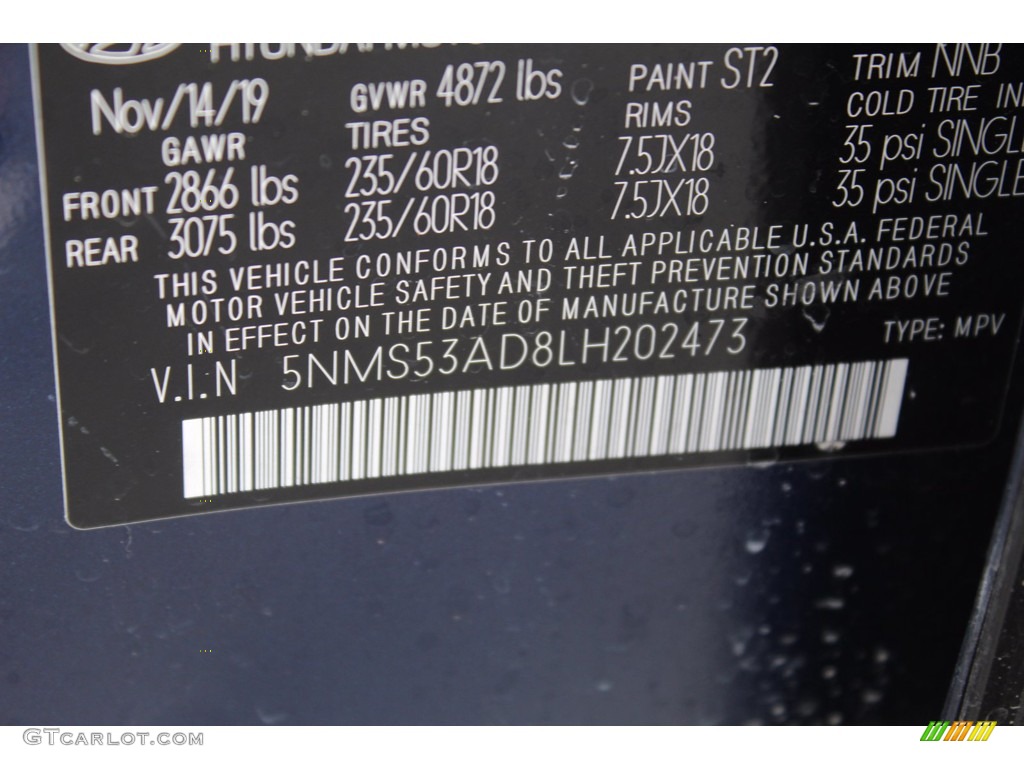 2020 Santa Fe Limited - Stormy Sea / Black photo #34