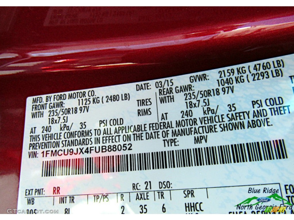 2015 Escape Titanium 4WD - Ruby Red Metallic / Medium Light Stone photo #26