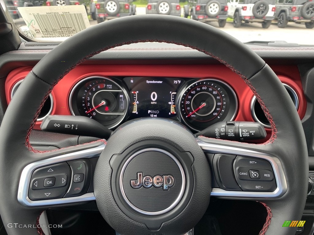 2021 Jeep Wrangler Unlimited Rubicon 4x4 Black Steering Wheel Photo #139487368