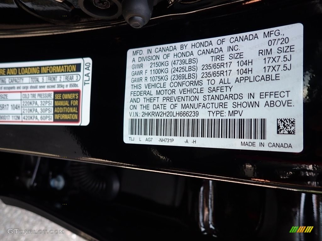 2020 CR-V Color Code NH731P for Crystal Black Pearl Photo #139490983