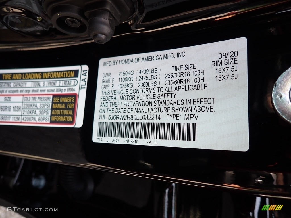 2020 CR-V Color Code NH731P for Crystal Black Pearl Photo #139491757