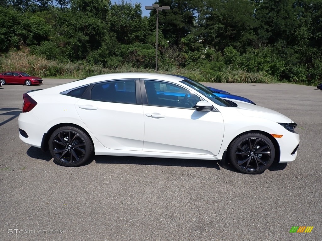 Platinum White Pearl 2020 Honda Civic Sport Sedan Exterior Photo #139492366
