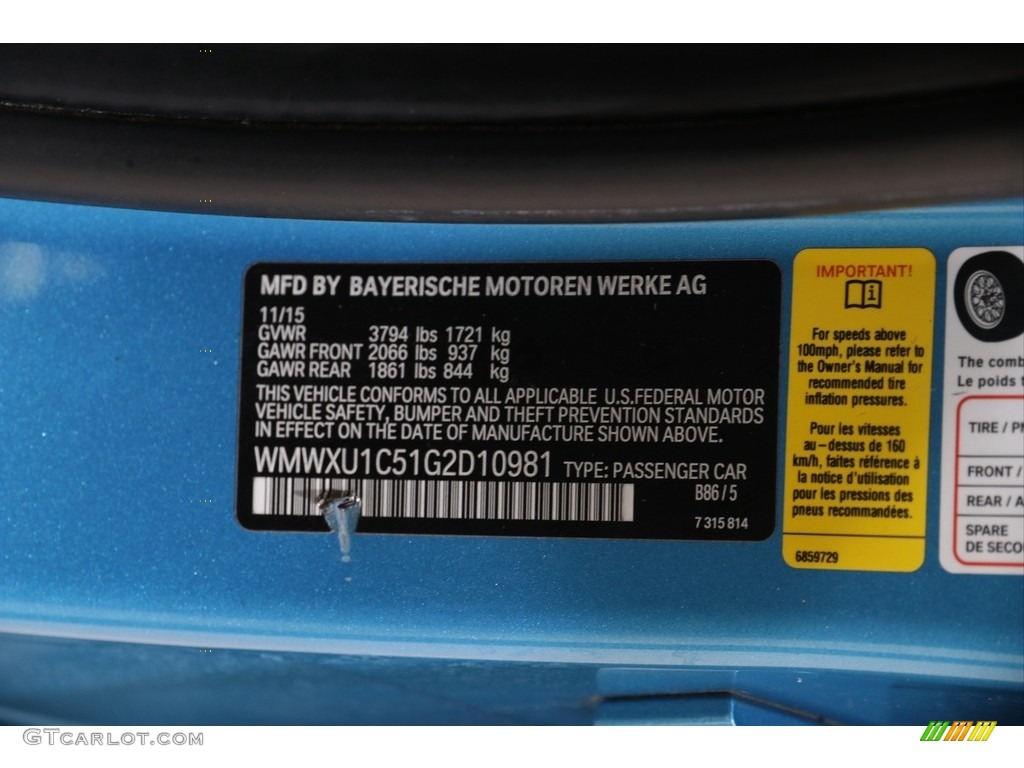 2016 Hardtop Cooper 4 Door - Electric Blue Metallic / Carbon Black photo #22
