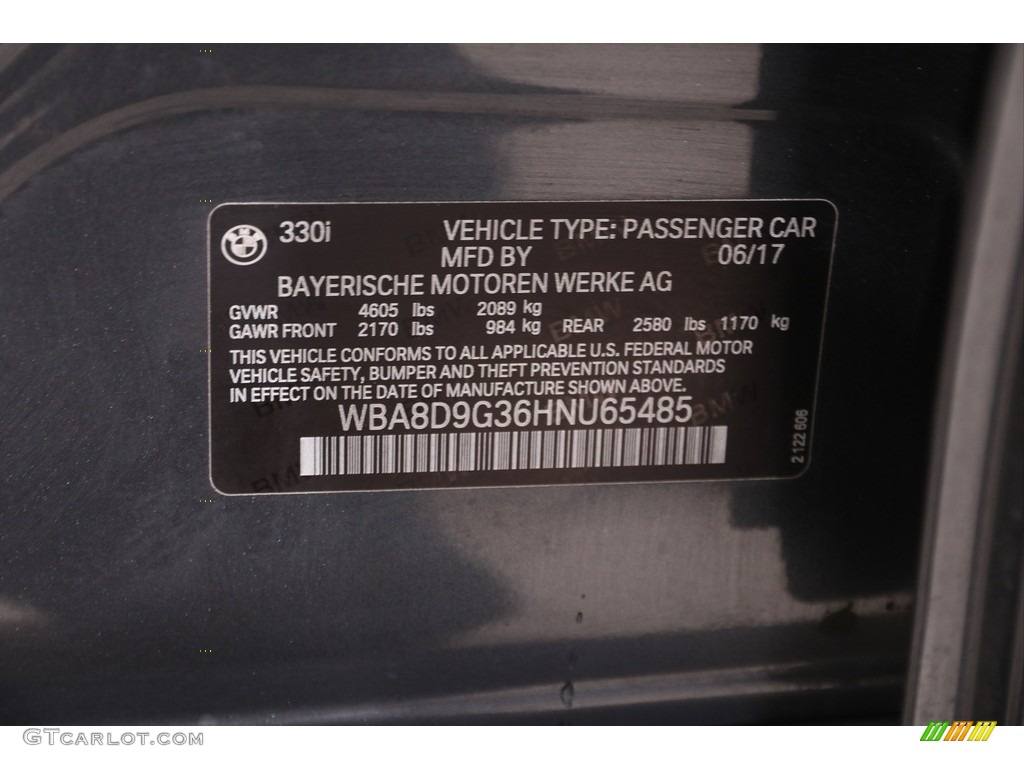2017 3 Series 330i xDrive Sedan - Mineral Grey Metallic / Black photo #20