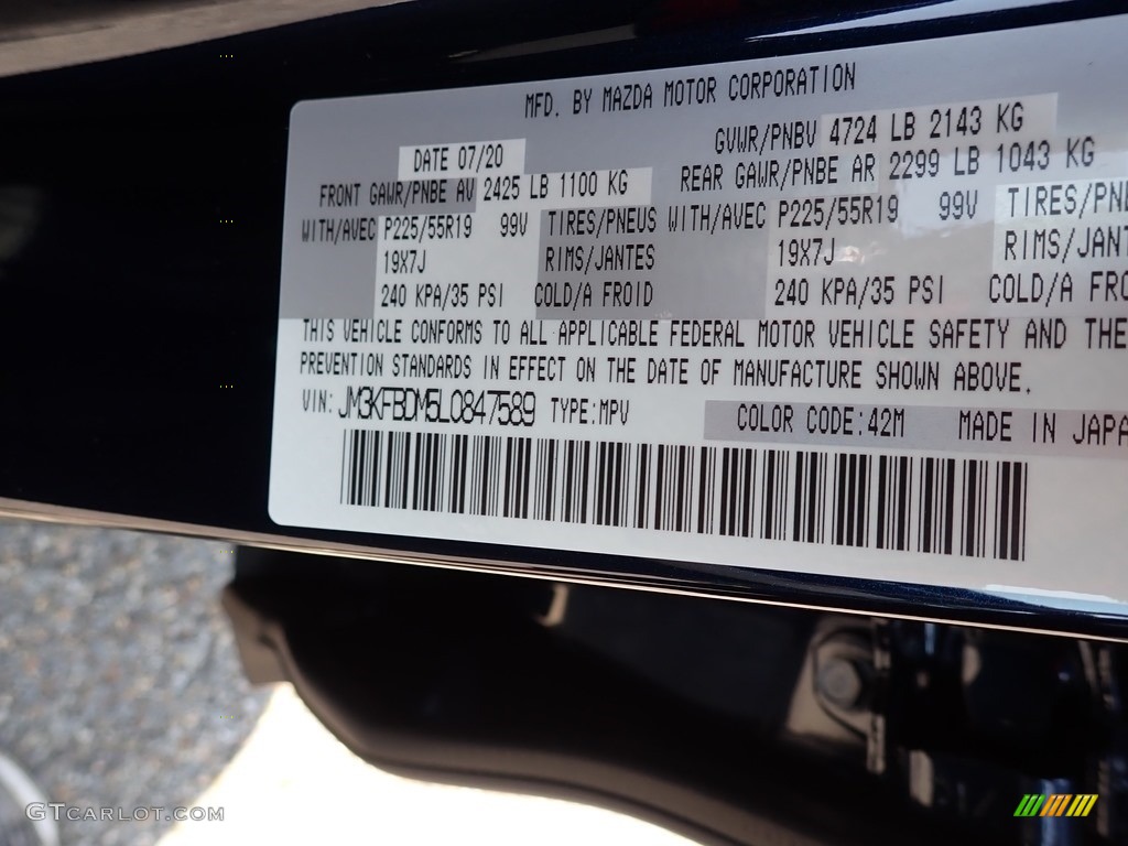 2020 CX-5 Grand Touring AWD - Eternal Blue Mica / Parchment photo #12