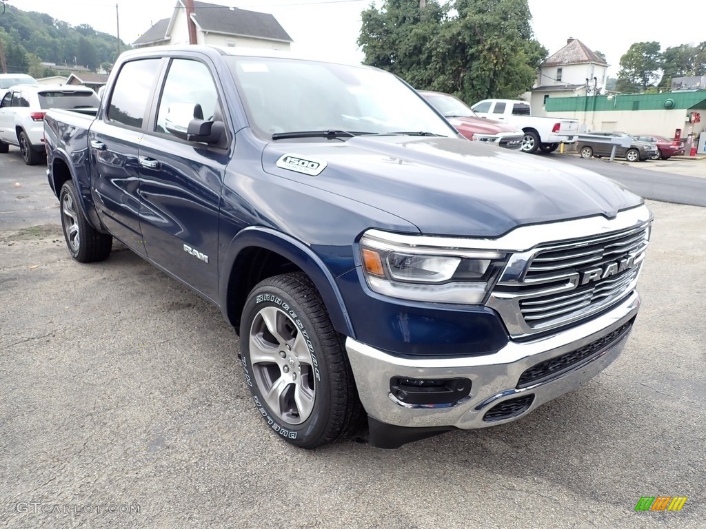 2020 1500 Laramie Crew Cab 4x4 - Patriot Blue Pearl / Light Frost Beige/Mountain Brown photo #7