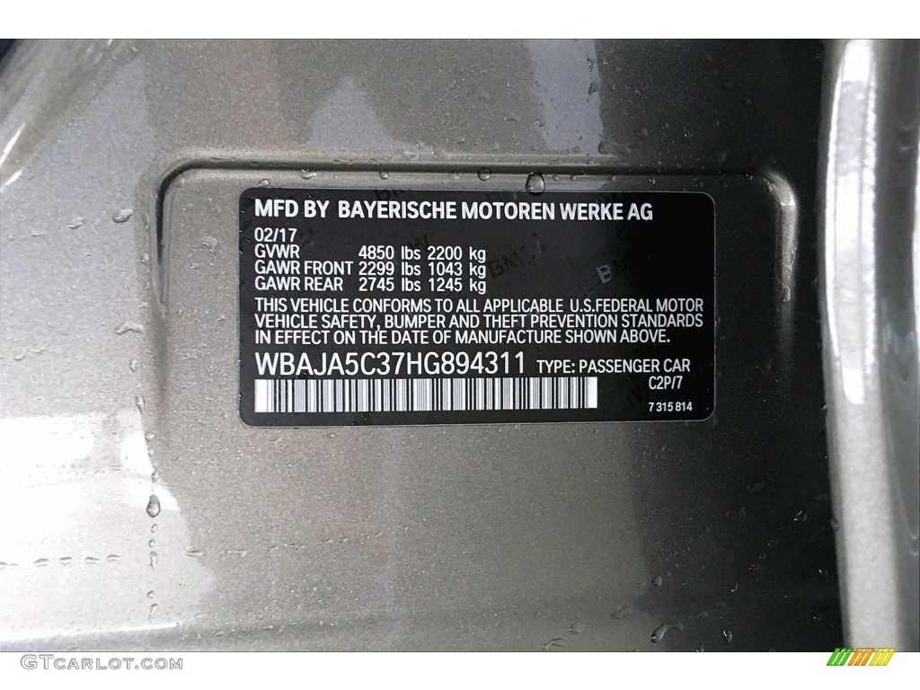 2017 5 Series 530i Sedan - Glacier Silver Metallic / Canberra Beige photo #36