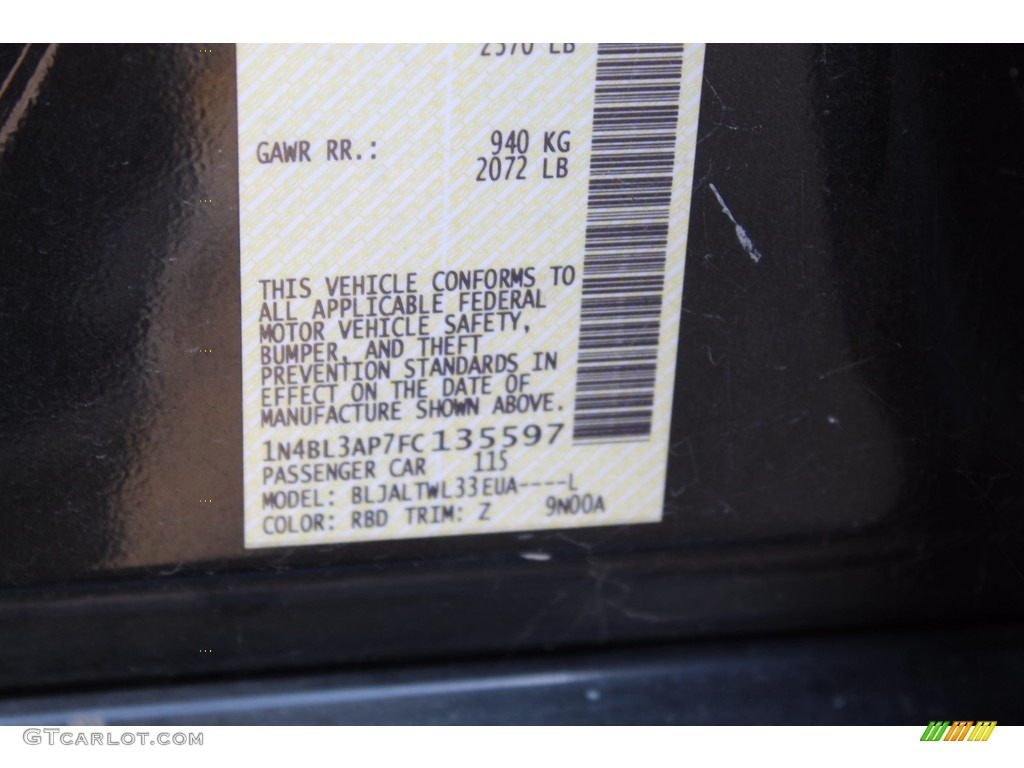 2015 Altima Color Code RBD for Storm Blue Photo #139526829