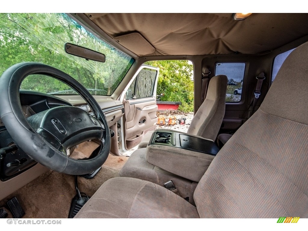 1996 F250 XL Extended Cab 4x4 - Oxford White / Beige photo #19