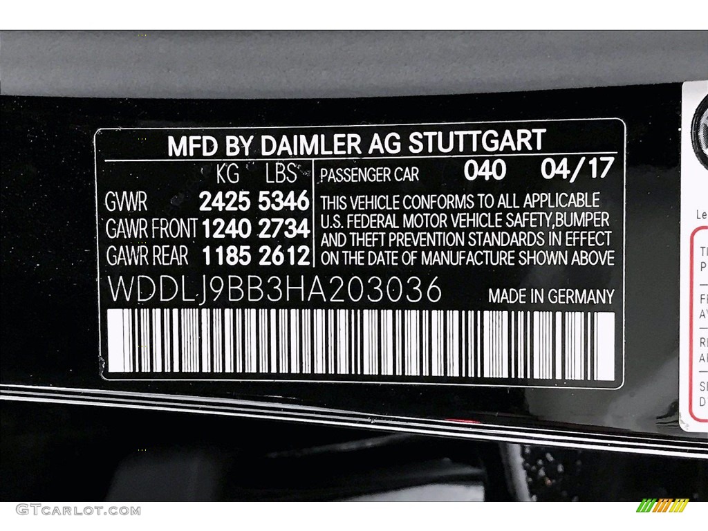 2017 Mercedes-Benz CLS 550 4Matic Coupe Color Code Photos