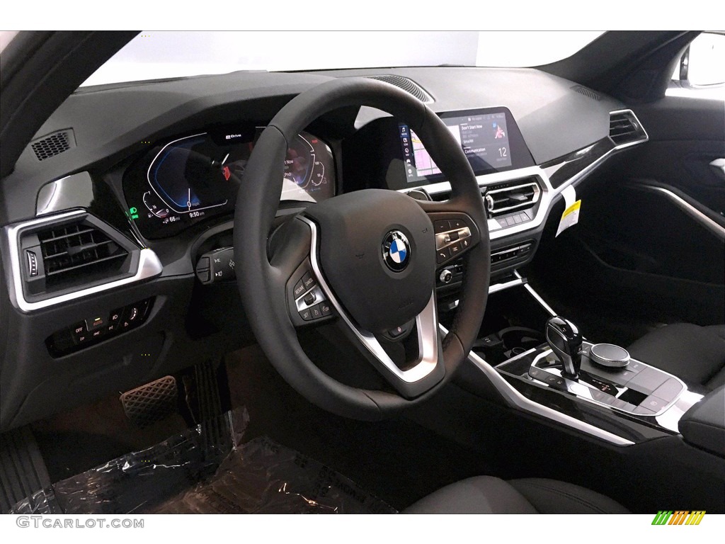 2021 BMW 3 Series 330e Sedan Black Steering Wheel Photo #139534264