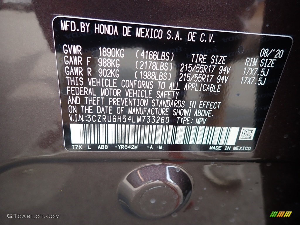 2020 HR-V Color Code YR642M for Midnight Amethyst Metallic Photo #139540647