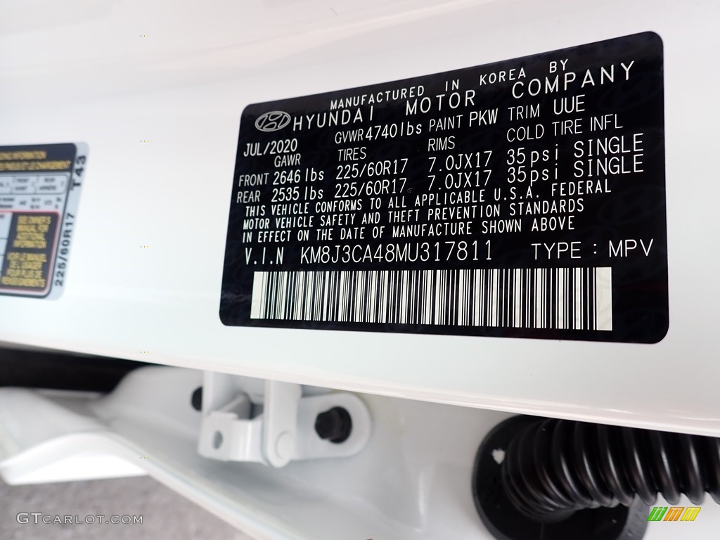 2021 Tucson Color Code PKW for Winter White Photo #139545069