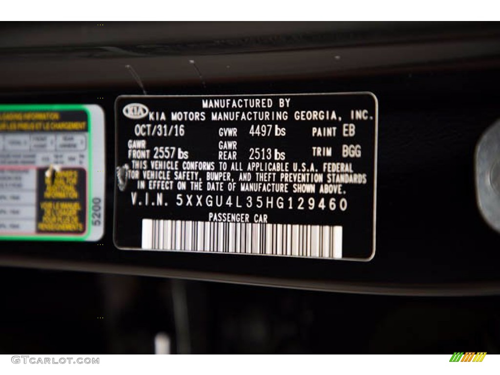 2017 Kia Optima EX Color Code Photos