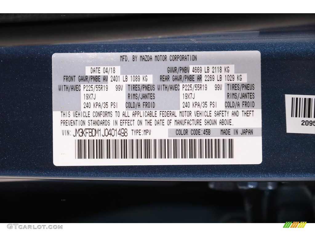 2018 Mazda CX-5 Grand Touring AWD Color Code Photos