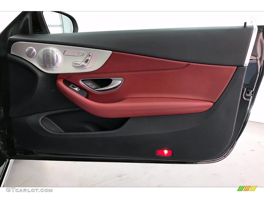 2018 Mercedes-Benz C 300 Coupe Cranberry Red/Black Door Panel Photo #139556669