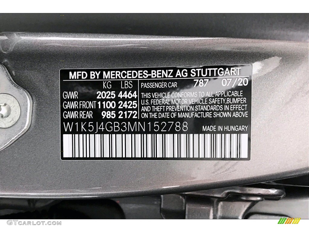 2021 CLA Color Code 787 for Mountain Gray Metallic Photo #139557320