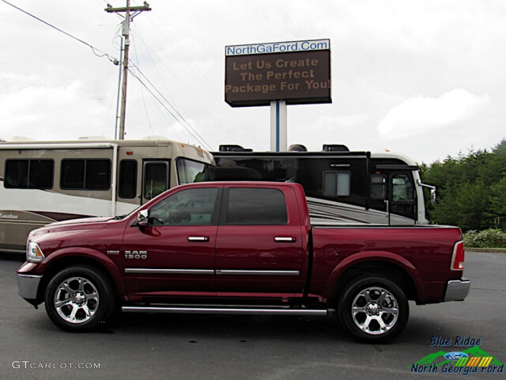 2018 1500 Laramie Crew Cab 4x4 - Delmonico Red Pearl / Canyon Brown/Light Frost Beige photo #2