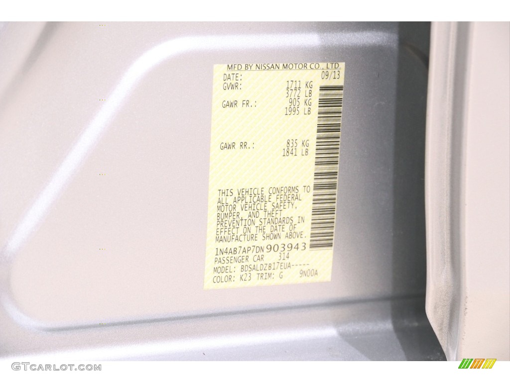 2013 Sentra Color Code K23 for Brilliant Silver Metallic Photo #139566656