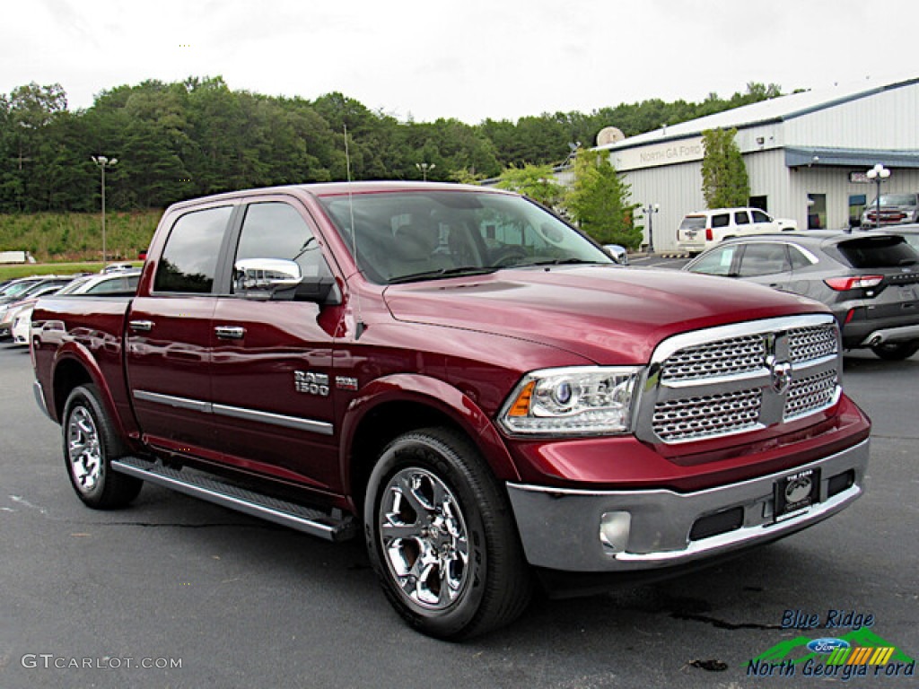 2018 1500 Laramie Crew Cab 4x4 - Delmonico Red Pearl / Canyon Brown/Light Frost Beige photo #7
