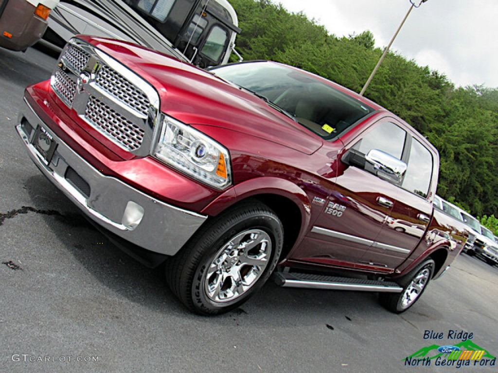 2018 1500 Laramie Crew Cab 4x4 - Delmonico Red Pearl / Canyon Brown/Light Frost Beige photo #27
