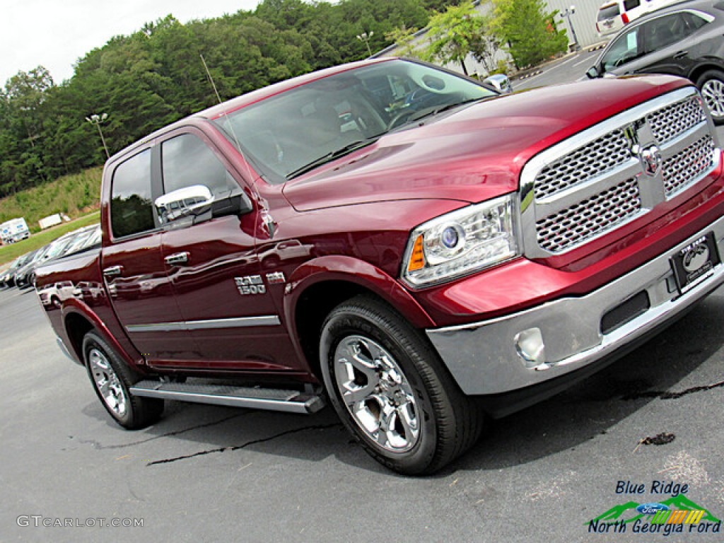 2018 1500 Laramie Crew Cab 4x4 - Delmonico Red Pearl / Canyon Brown/Light Frost Beige photo #28