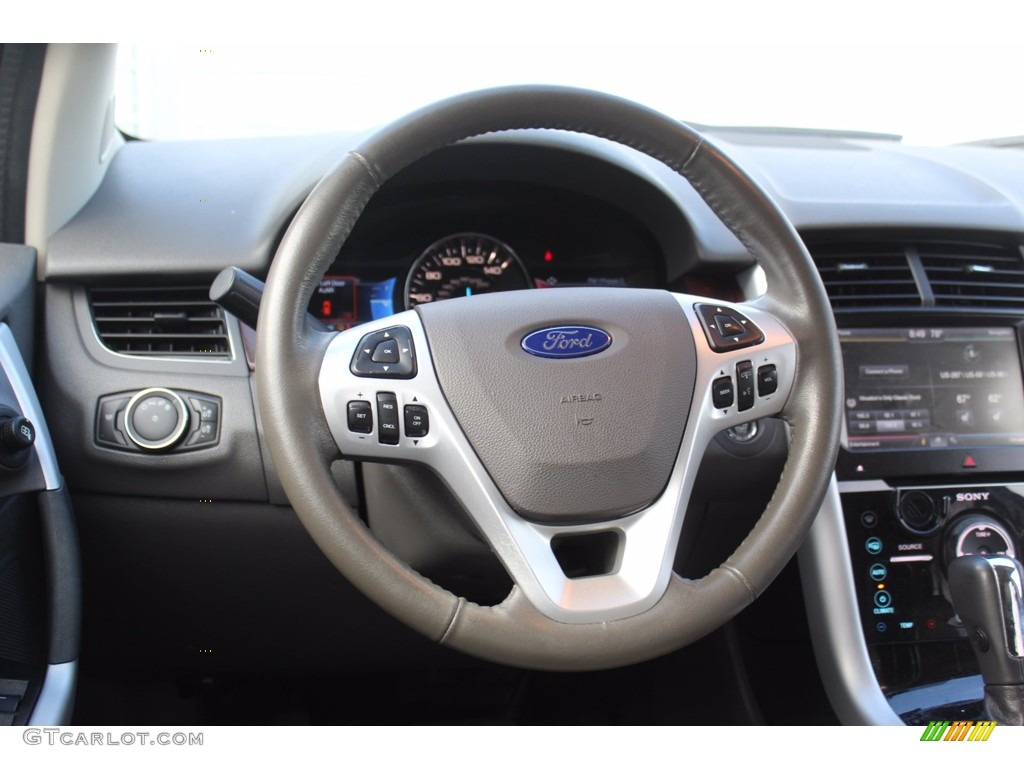 2014 Ford Edge Limited EcoBoost Medium Light Stone Steering Wheel Photo #139575306