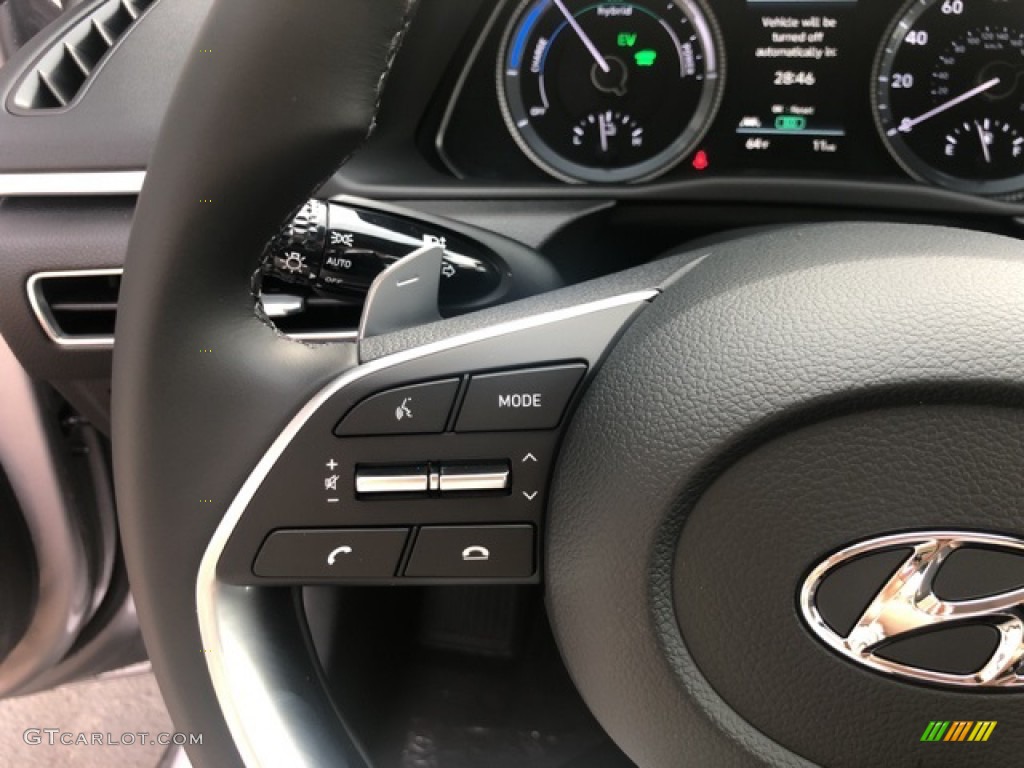 2021 Hyundai Sonata SEL Hybrid Black Steering Wheel Photo #139579056